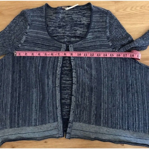 Free People Blue Space Dye Drapey Never Again Cardigan Sweater Hook & Eye Front - Picture 8 of 9